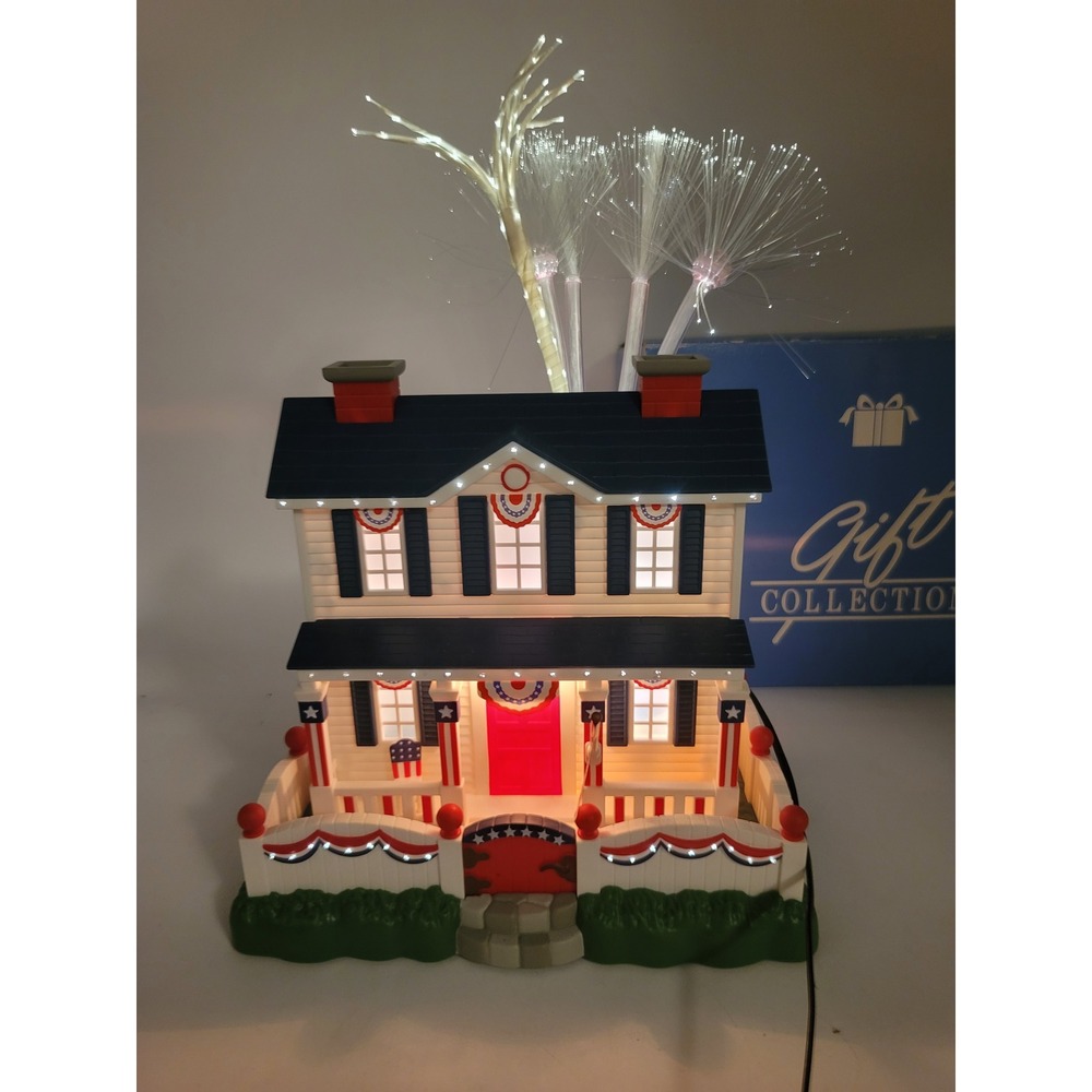 Avon 2003 Patriotic Fiber Optic House Light Up Fourth of July Americana Decor